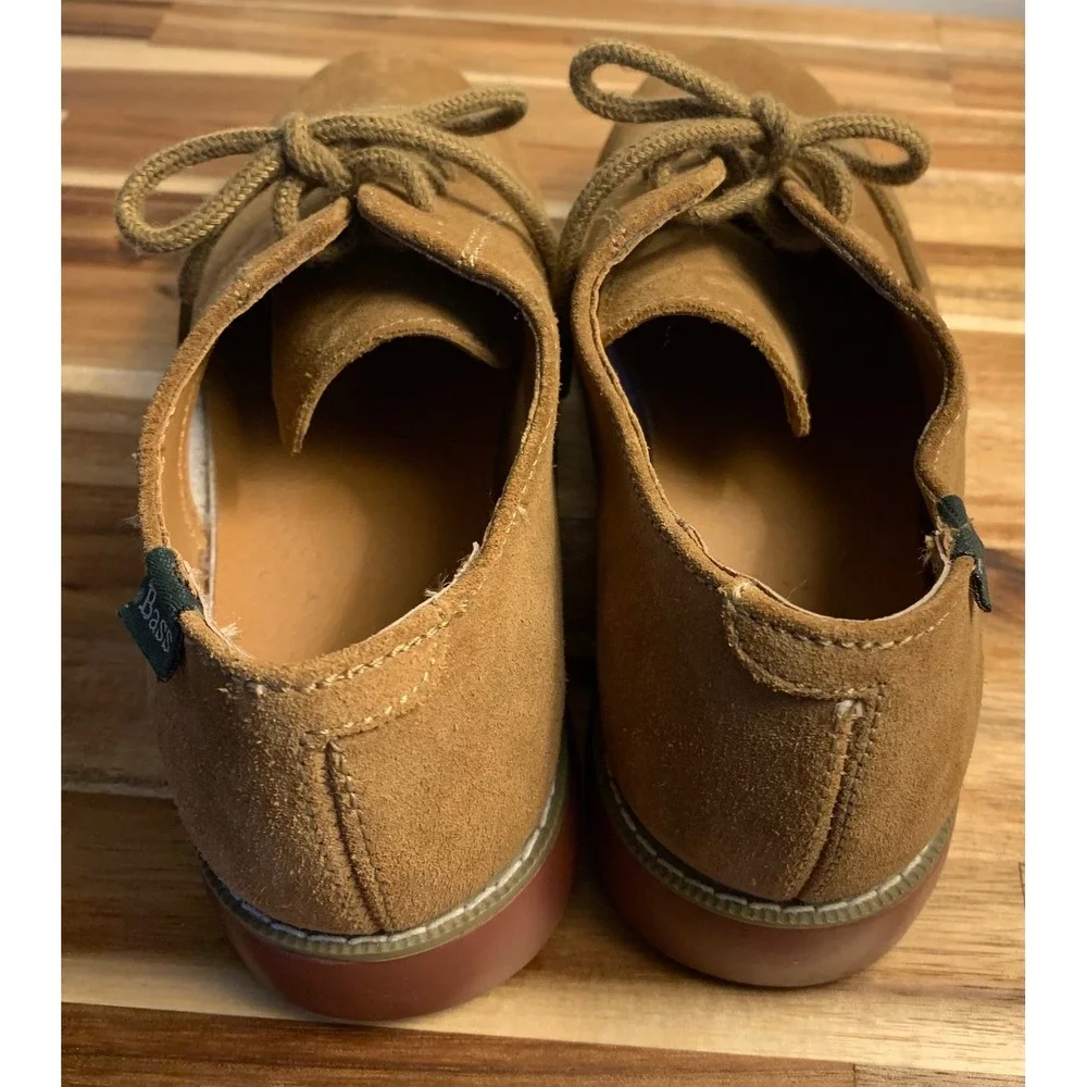Bass Exeter Suede Oxfords Tan Leather Shoes 5M Vintage Retro Preppy Kids